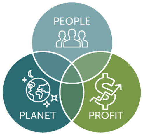 The triple bottom line philosophy refers to the social, environmental, and financial impact of your business. 